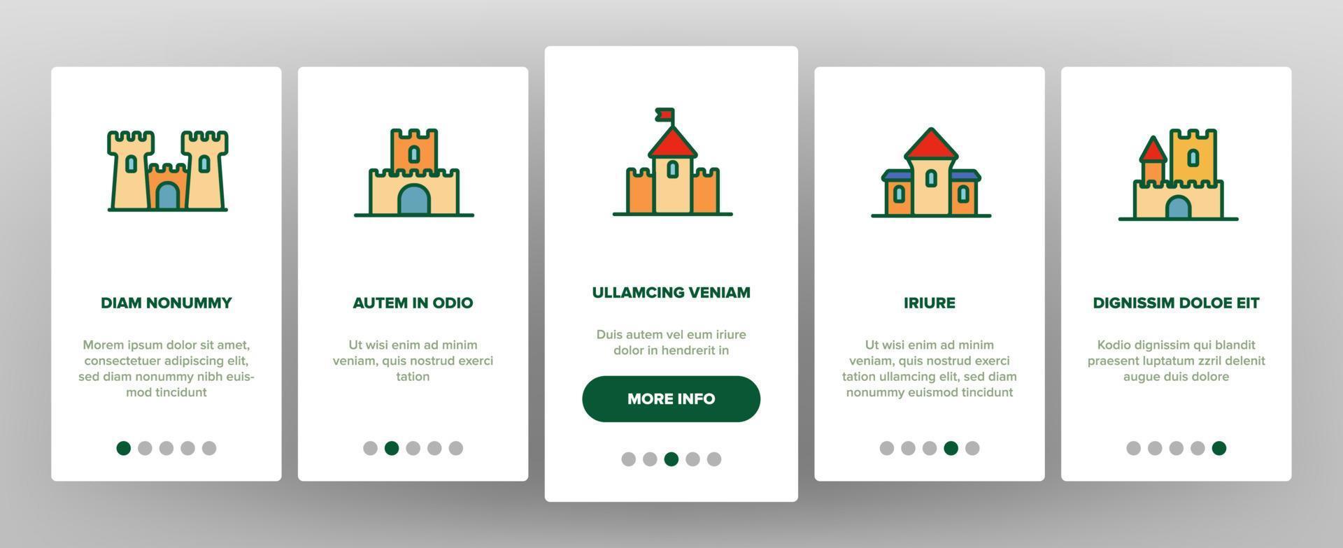 castello, edifici medievali vettore onboarding schermata della pagina dell'app mobile