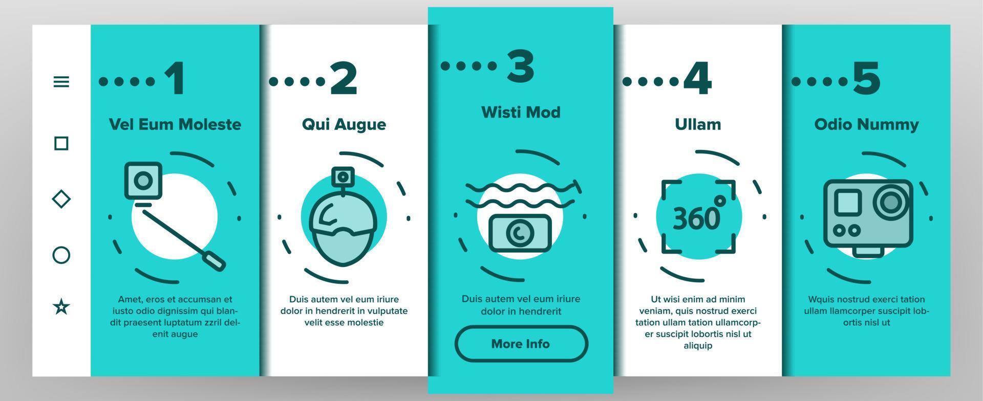 vettore di onboarding della action cam a colori