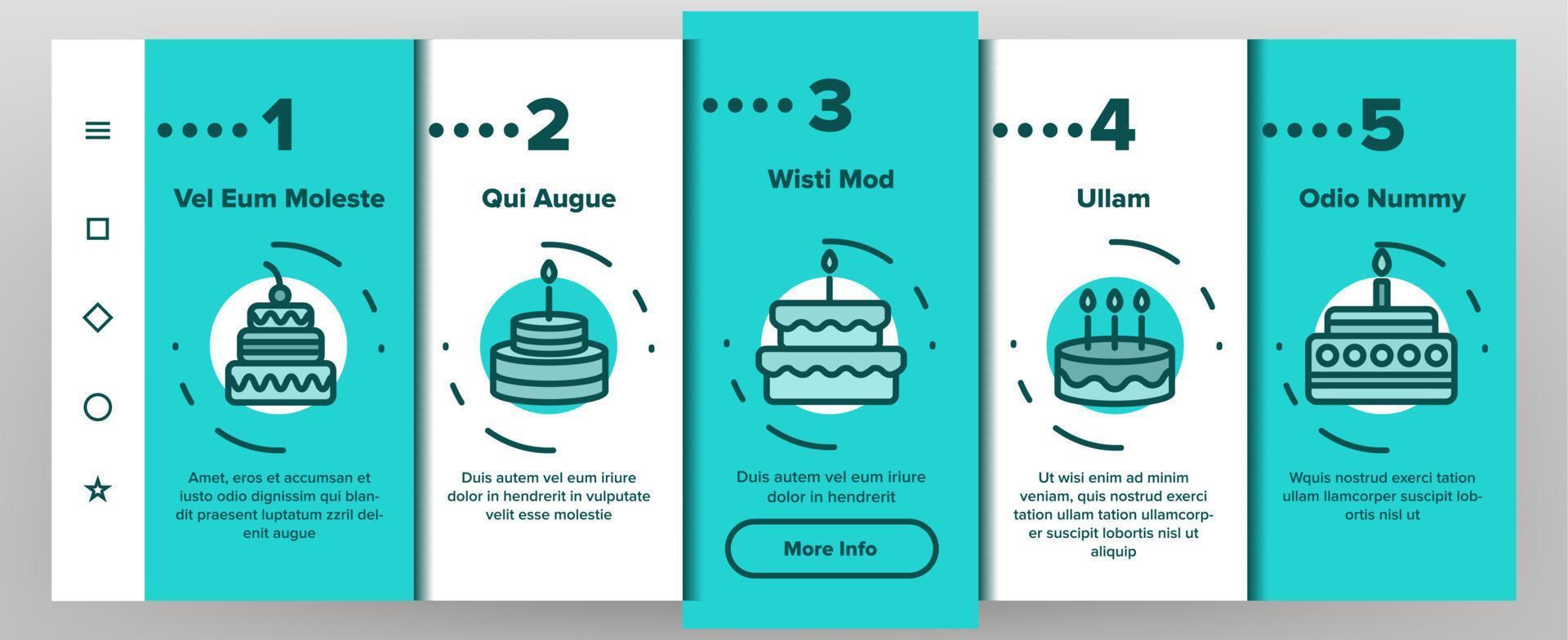 vettore di onboarding della torta di compleanno a colori