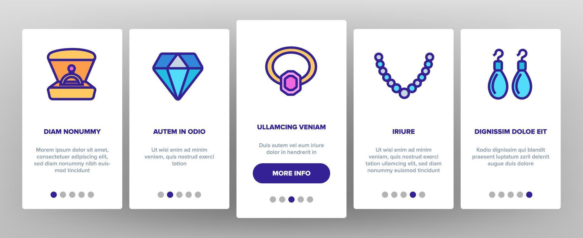 linea di gioielli icon set vettore onboarding