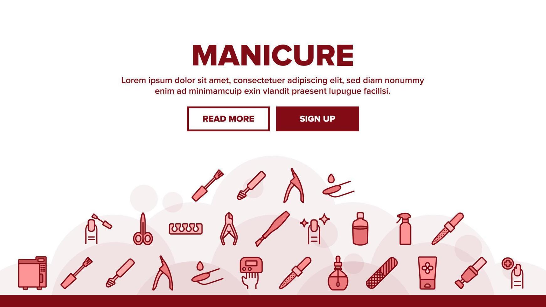 vettore di intestazione di atterraggio per manicure e pedicure