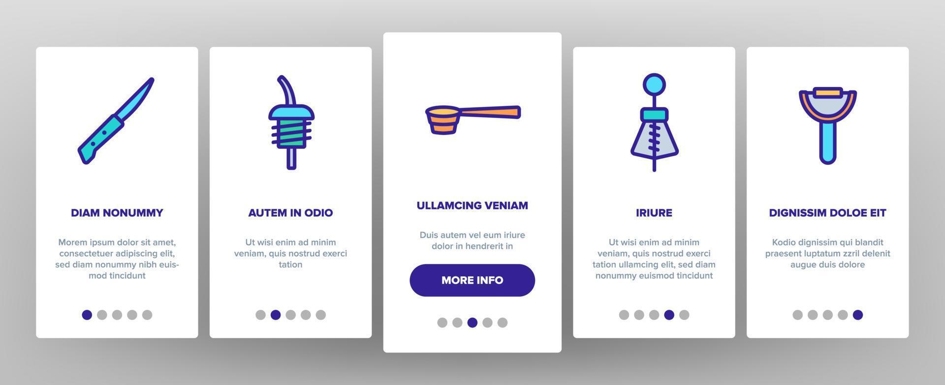 icone di onboarding dell'attrezzatura del barista impostano il vettore