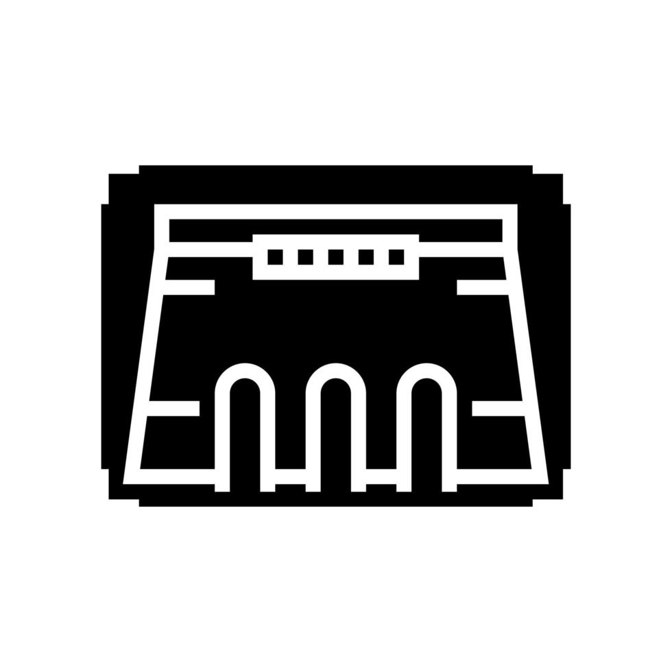 segno di illustrazione vettoriale dell'icona del glifo di modellazione della diga