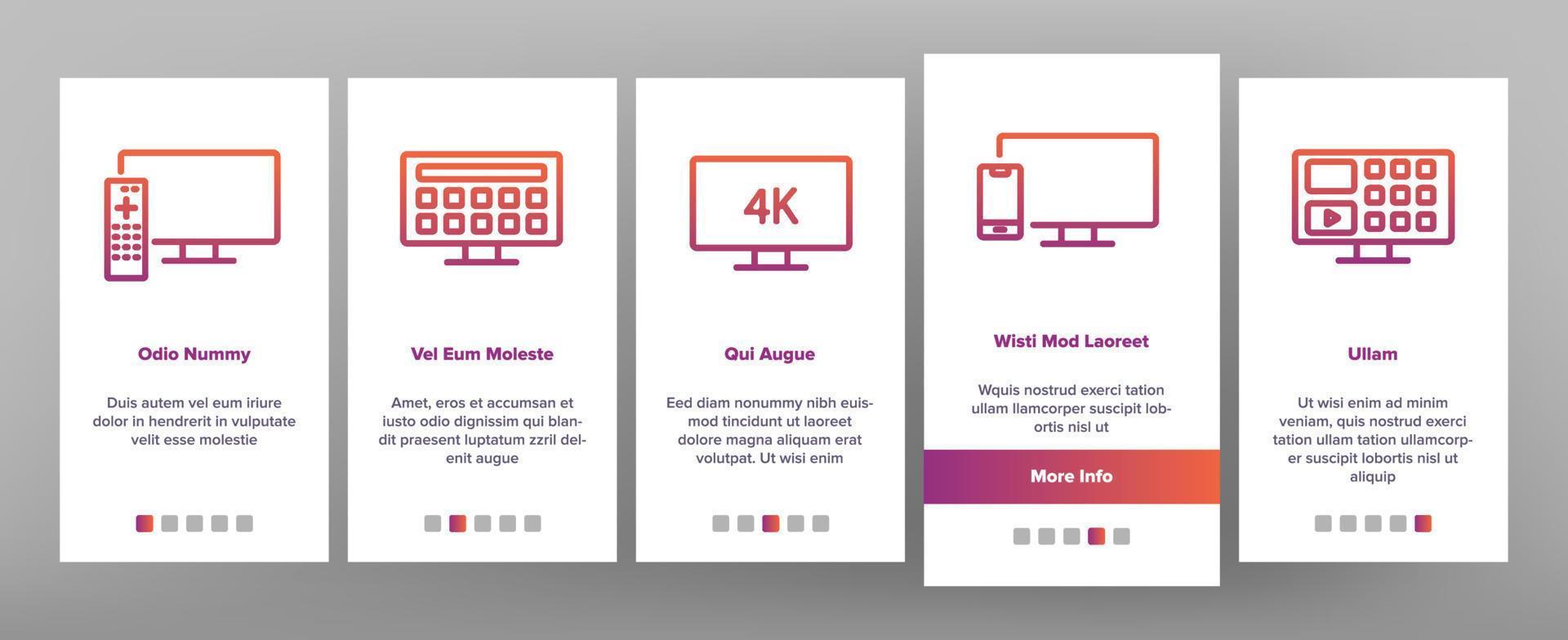 le icone di onboarding della televisione intelligente impostano il vettore
