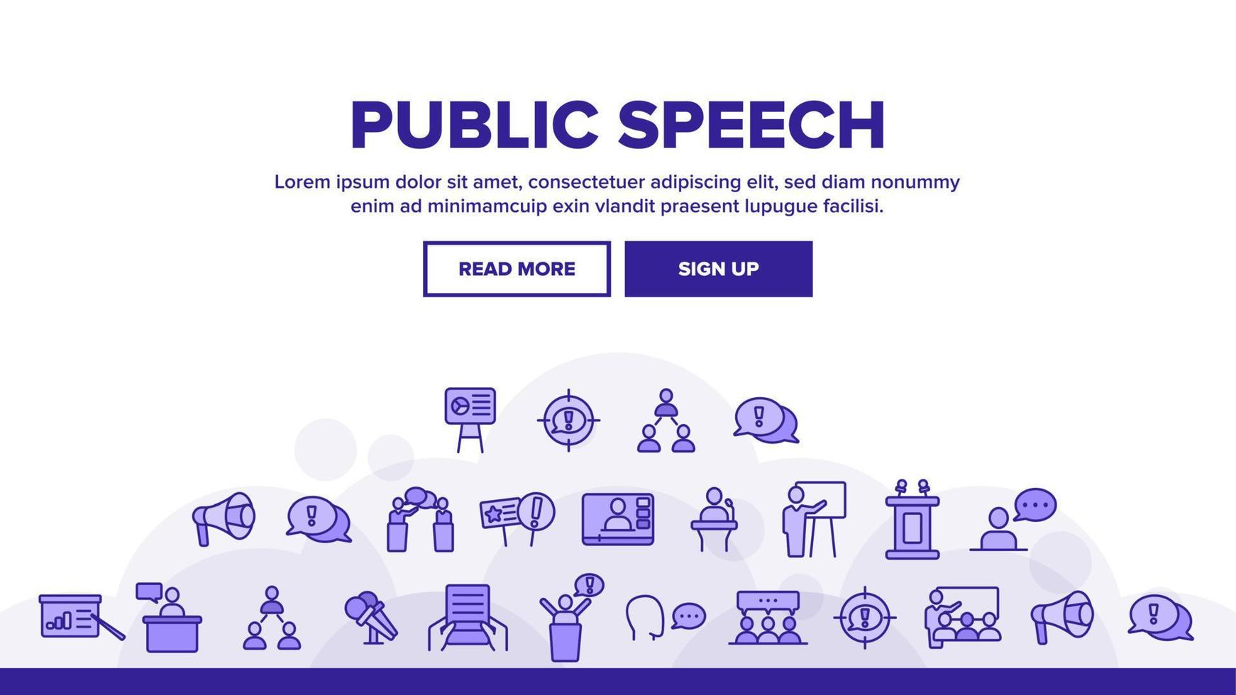 set di icone di linea sottile di vettore di discorso pubblico