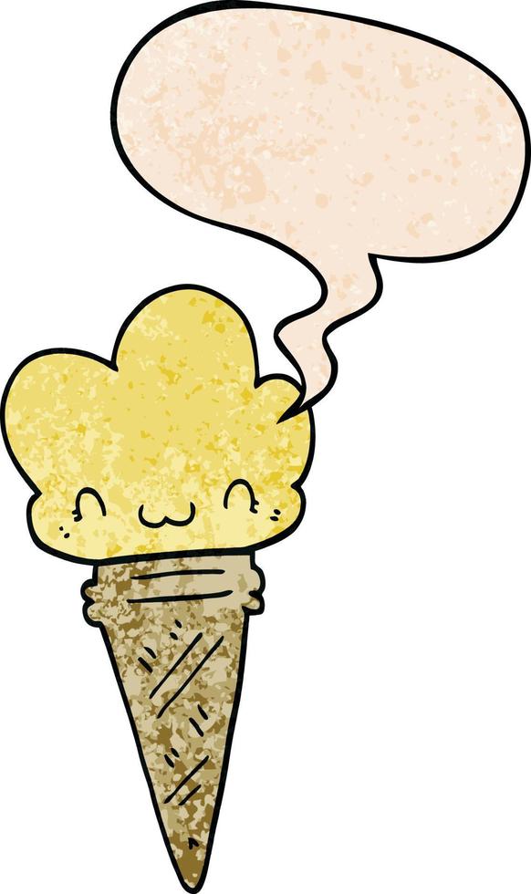 gelato cartone animato e viso e fumetto in stile retrò vettore