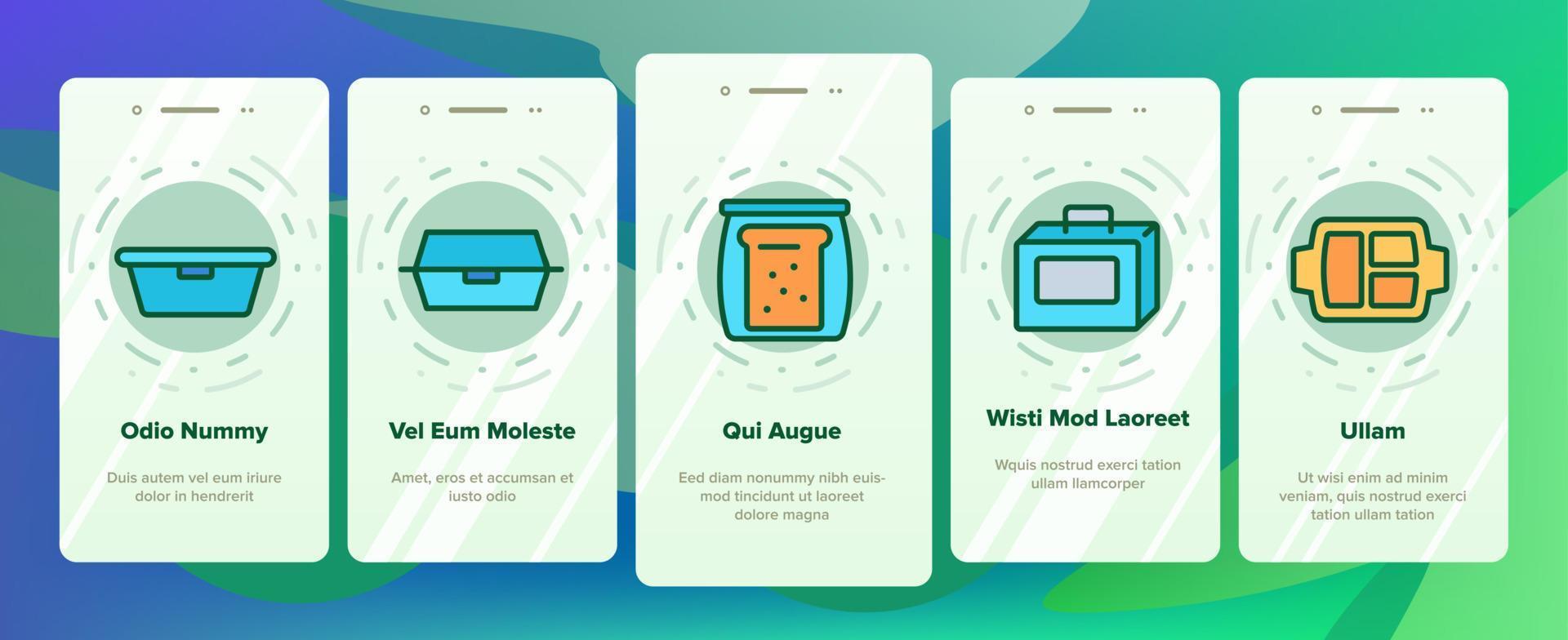 pranzo box icone di onboarding impostare il vettore