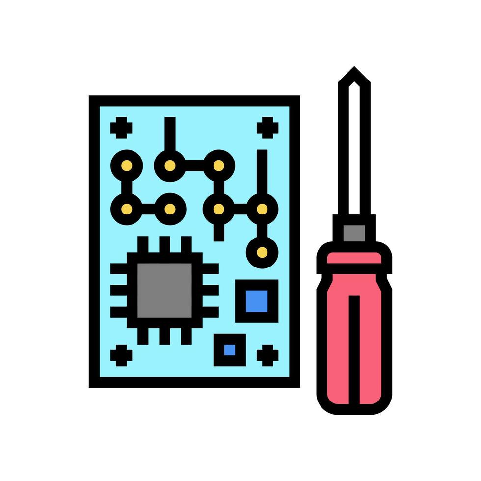 il microchip fa l'illustrazione di vettore dell'icona di colore del geek