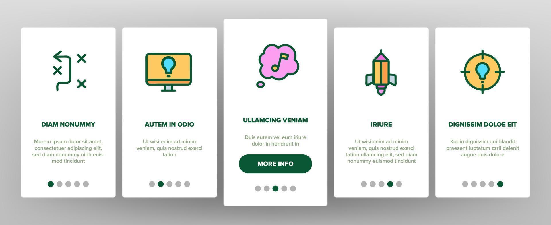 le icone di onboarding della creatività impostano il vettore