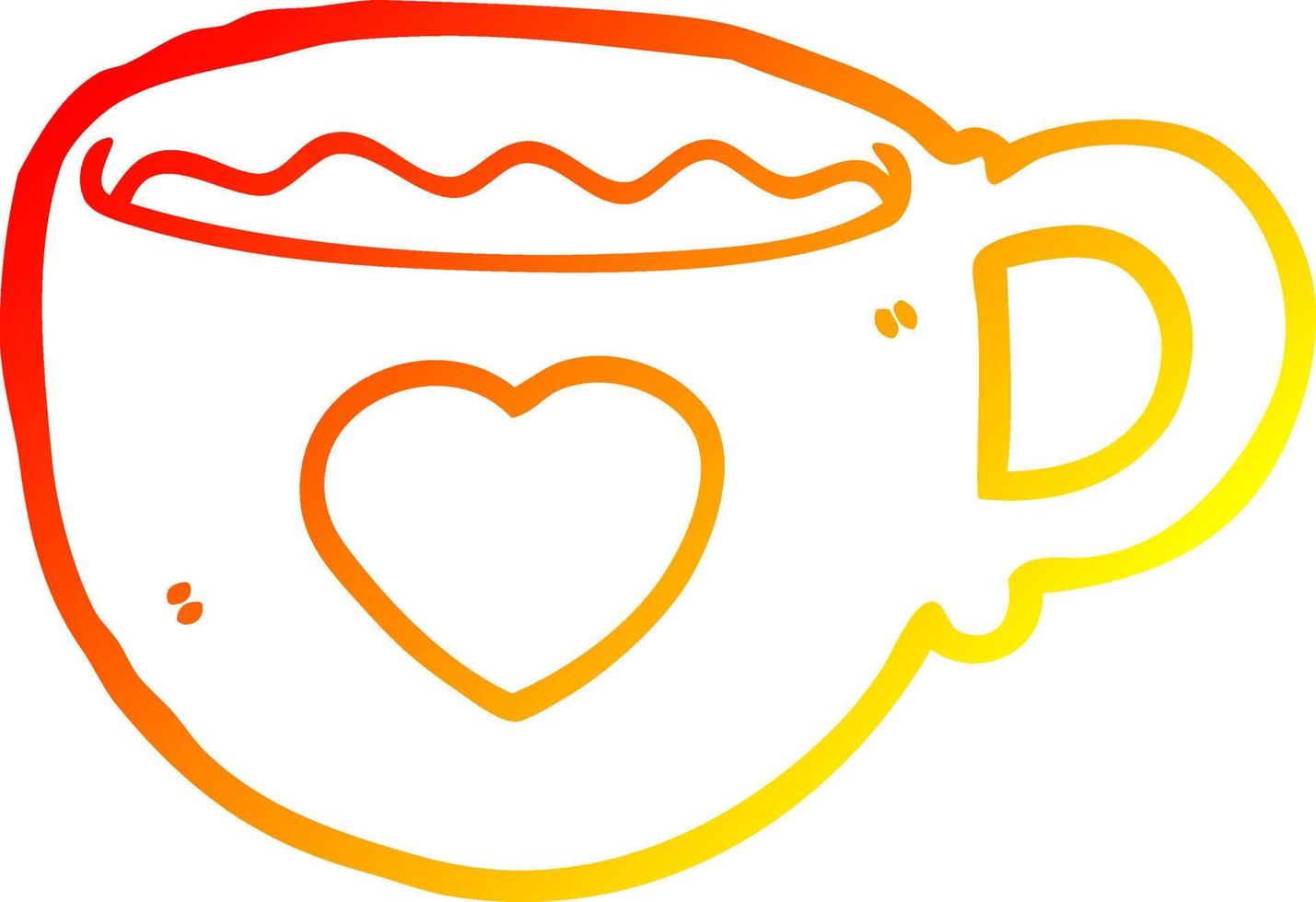 disegno a linea sfumata calda amo la tazza del fumetto del caffè vettore