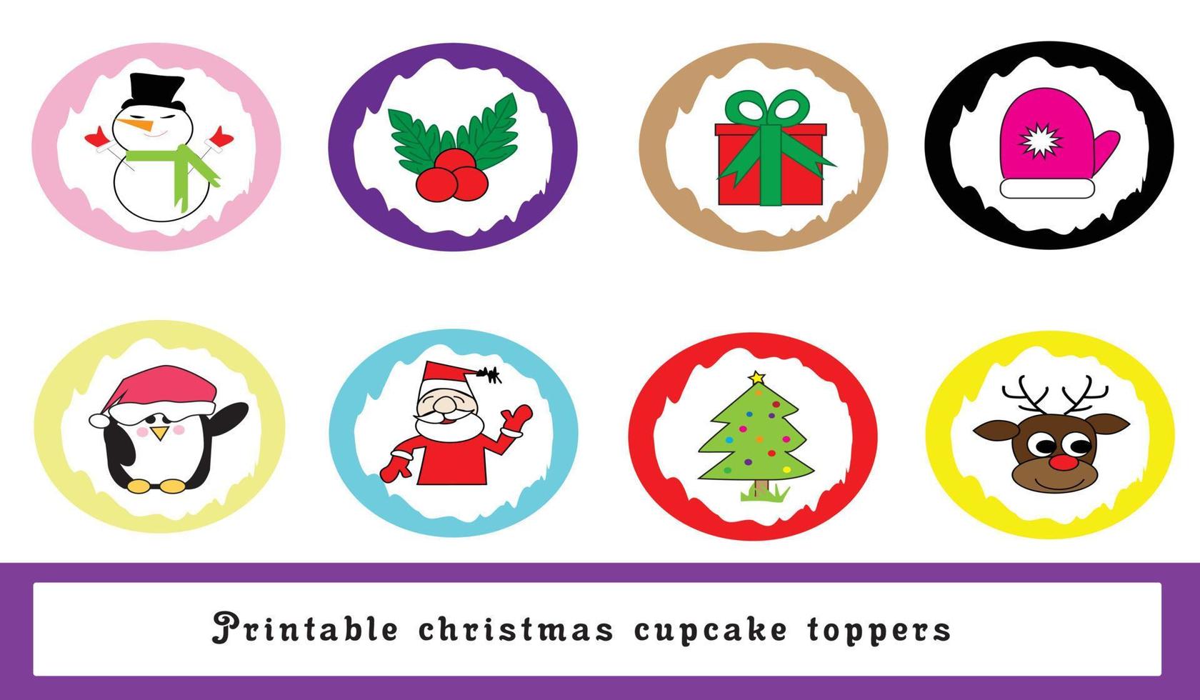 topper per cupcake di Natale stampabile vettore