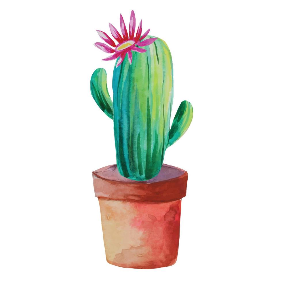 cactus fiorito in un'illustrazione del vaso vettore