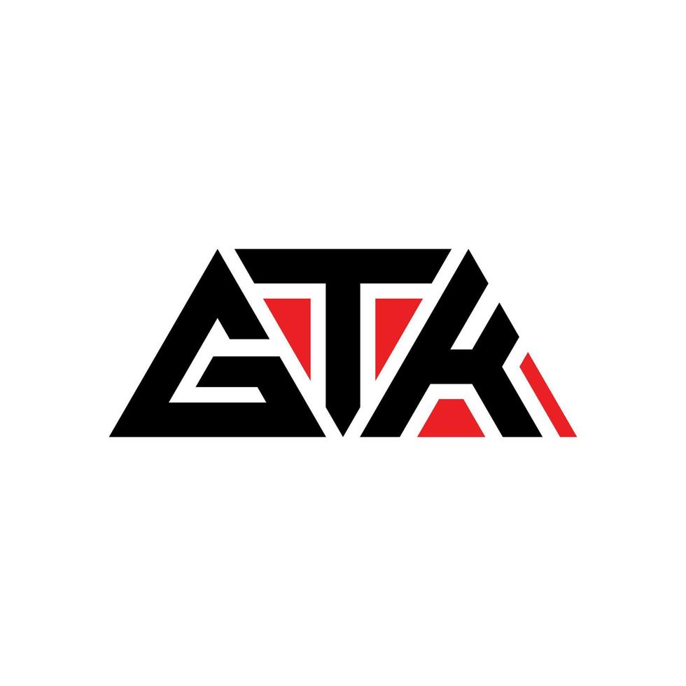 design del logo della lettera triangolo gtk con forma triangolare. gtk triangolo logo design monogramma. modello di logo vettoriale triangolo gtk con colore rosso. logo triangolare gtk logo semplice, elegante e lussuoso. gtk