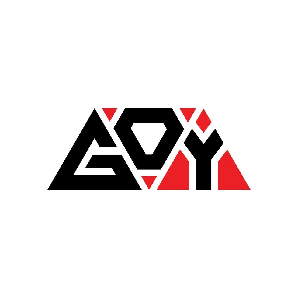 design del logo della lettera triangolare goy con forma triangolare. monogramma di design del logo del triangolo goy. modello di logo vettoriale triangolo goy con colore rosso. logo triangolare goy logo semplice, elegante e lussuoso. vai