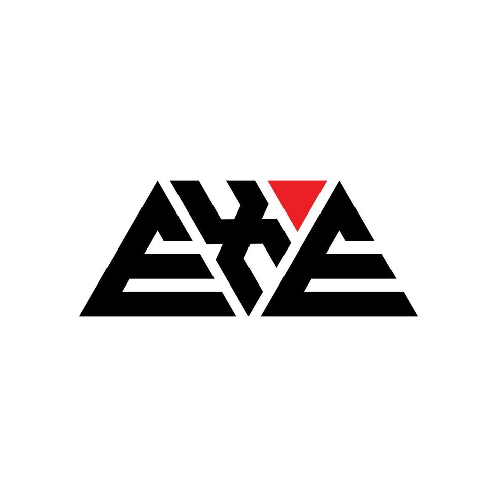 design del logo della lettera del triangolo exe con forma triangolare. exe triangolo logo design monogramma. modello di logo vettoriale triangolo exe con colore rosso. exe logo triangolare logo semplice, elegante e lussuoso. exe