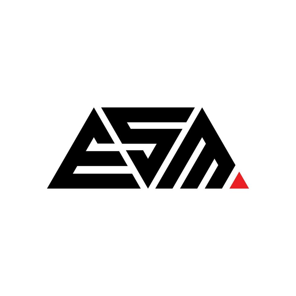 design del logo della lettera del triangolo esm con forma triangolare. monogramma design logo triangolo esm. modello di logo vettoriale triangolo esm con colore rosso. logo triangolare esm logo semplice, elegante e lussuoso. esm