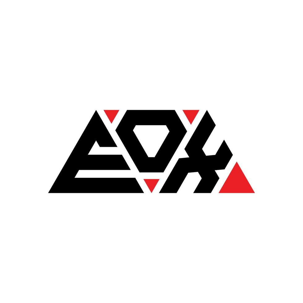 design del logo della lettera del triangolo eox con forma triangolare. monogramma eox triangolo logo design. modello di logo vettoriale triangolo eox con colore rosso. logo triangolare eox logo semplice, elegante e lussuoso. eox