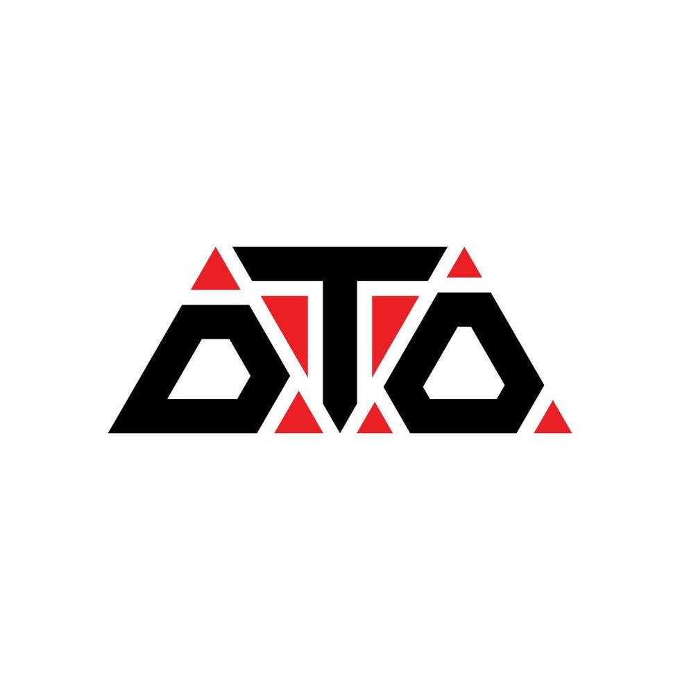 dto triangolo lettera logo design con forma triangolare. dto triangolo logo design monogramma. modello di logo vettoriale triangolo dto con colore rosso. dto logo triangolare logo semplice, elegante e lussuoso. dto