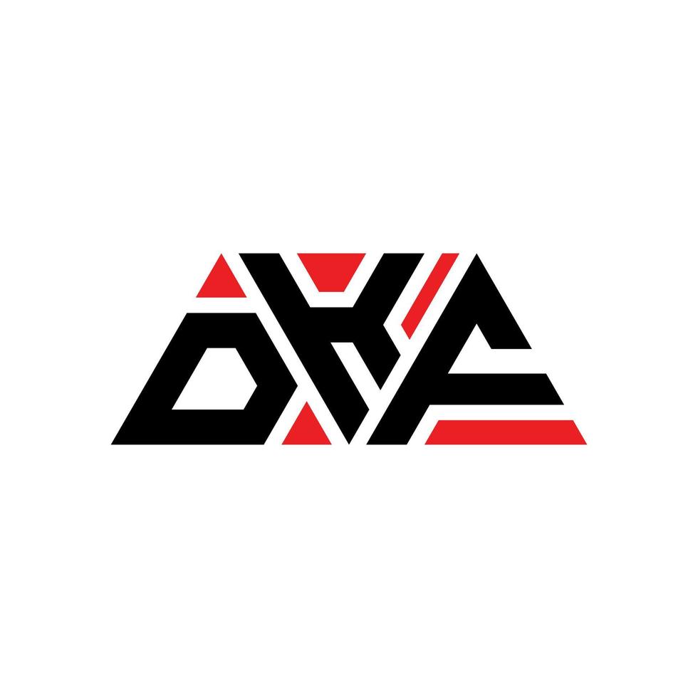 design del logo della lettera del triangolo dkf con forma triangolare. monogramma di design del logo del triangolo dkf. modello di logo vettoriale triangolo dkf con colore rosso. dkf logo triangolare logo semplice, elegante e lussuoso. dkf