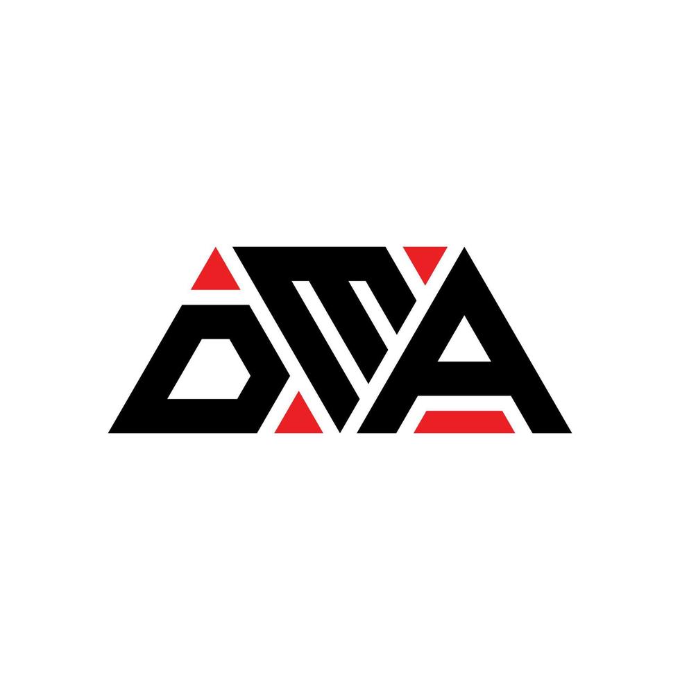 design del logo della lettera triangolo dma con forma triangolare. monogramma di design del logo del triangolo dma. modello di logo vettoriale triangolo dma con colore rosso. dma logo triangolare logo semplice, elegante e lussuoso. dm