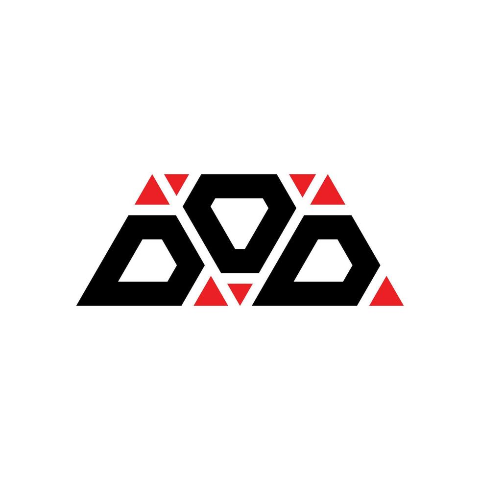 design del logo della lettera triangolare dod con forma triangolare. monogramma di design del logo del triangolo dod. modello di logo vettoriale triangolo dod con colore rosso. logo triangolare dod logo semplice, elegante e lussuoso. dod