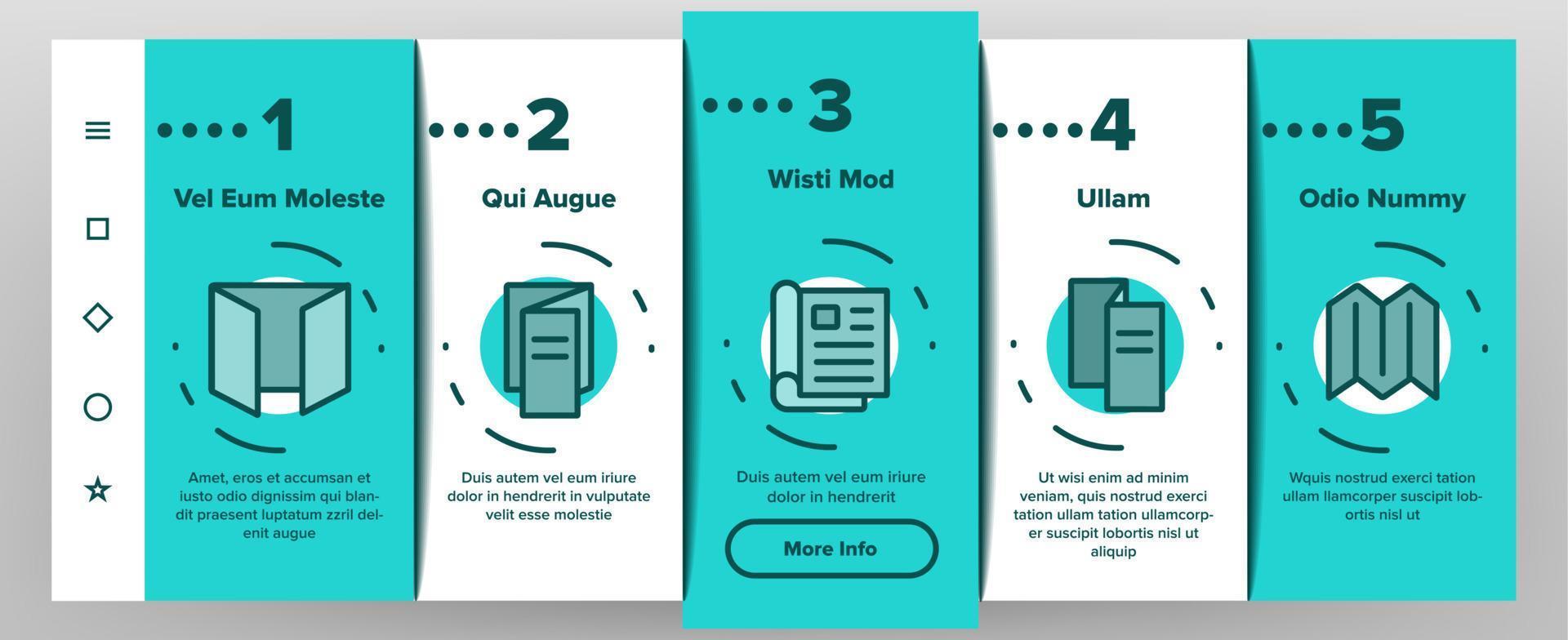 opuscolo e brochure onboarding icone set vettoriale