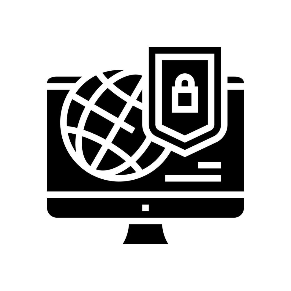illustrazione vettoriale dell'icona del glifo della password internet di protezione mondiale