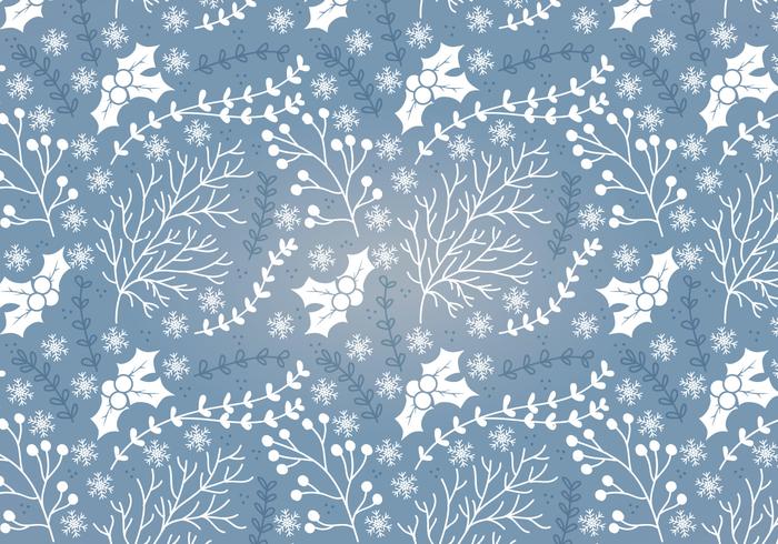 Holly Winter Vector Seamless Pattern