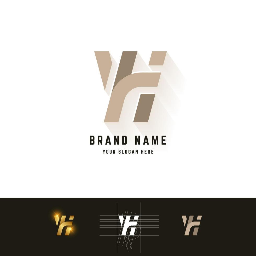 logo del monogramma della lettera kh o yh con il design del metodo della griglia vettore