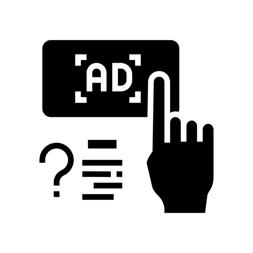segno di illustrazione vettoriale dell'icona del glifo pubblicitario di spinta