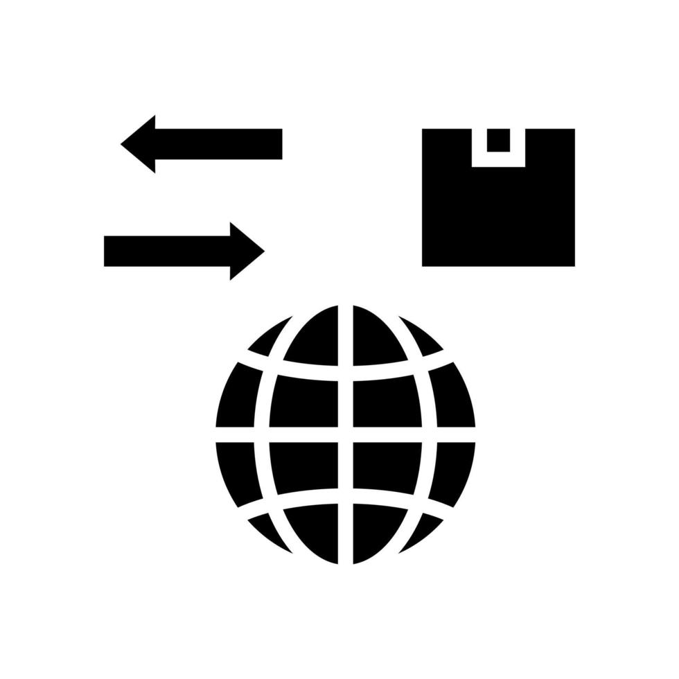 illustrazione vettoriale dell'icona del glifo di importazione ed esportazione mondiale