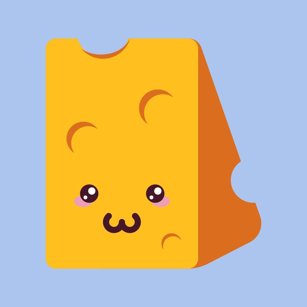immagine del fumetto di formaggio arancione con espressione facciale positiva. adatto per libri, app, articoli, negozi internet, negozi, banner vettore