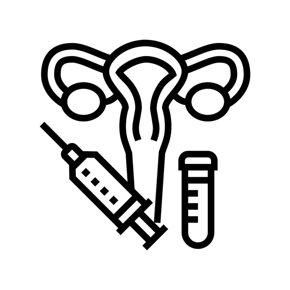 illustrazione vettoriale dell'icona della linea di trattamento ginecologico dell'iniezione
