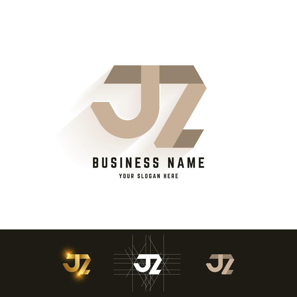 logo del monogramma della lettera jz o jl con il design del metodo della griglia vettore