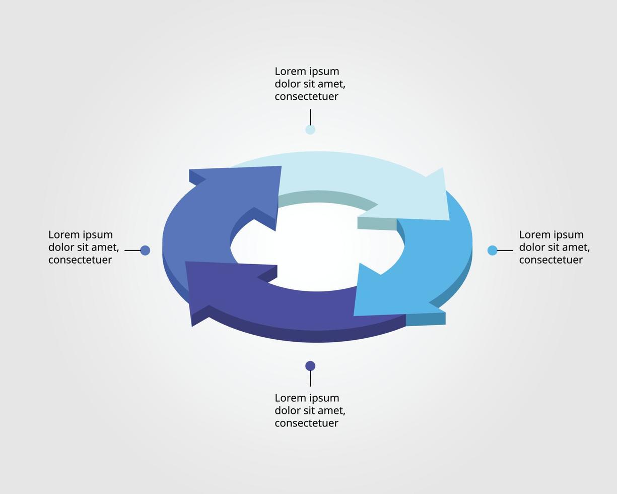 modello di freccia per infografica per la presentazione per 4 elementi vettore