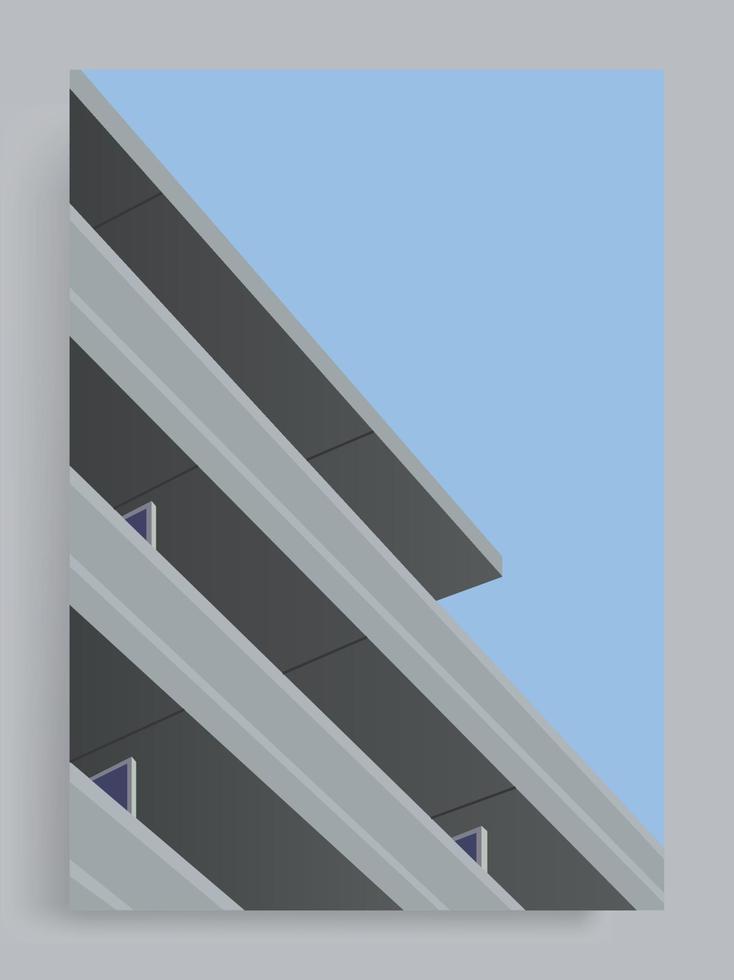 sfondo di copertina vettoriale semplice architettura minimalista. balcone grigio dell'appartamento. edifici, case, sobborgo, città. adatto per poster, copertine di libri, brochure, riviste, volantini, opuscoli.