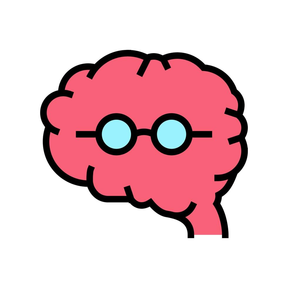 segno di illustrazione vettoriale dell'icona del colore del cervello geek