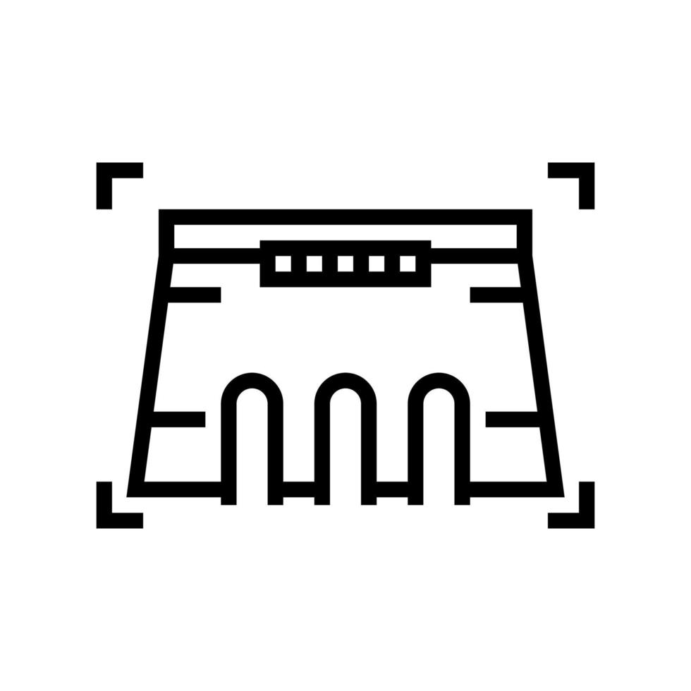 segno di illustrazione vettoriale dell'icona della linea di modellazione della diga