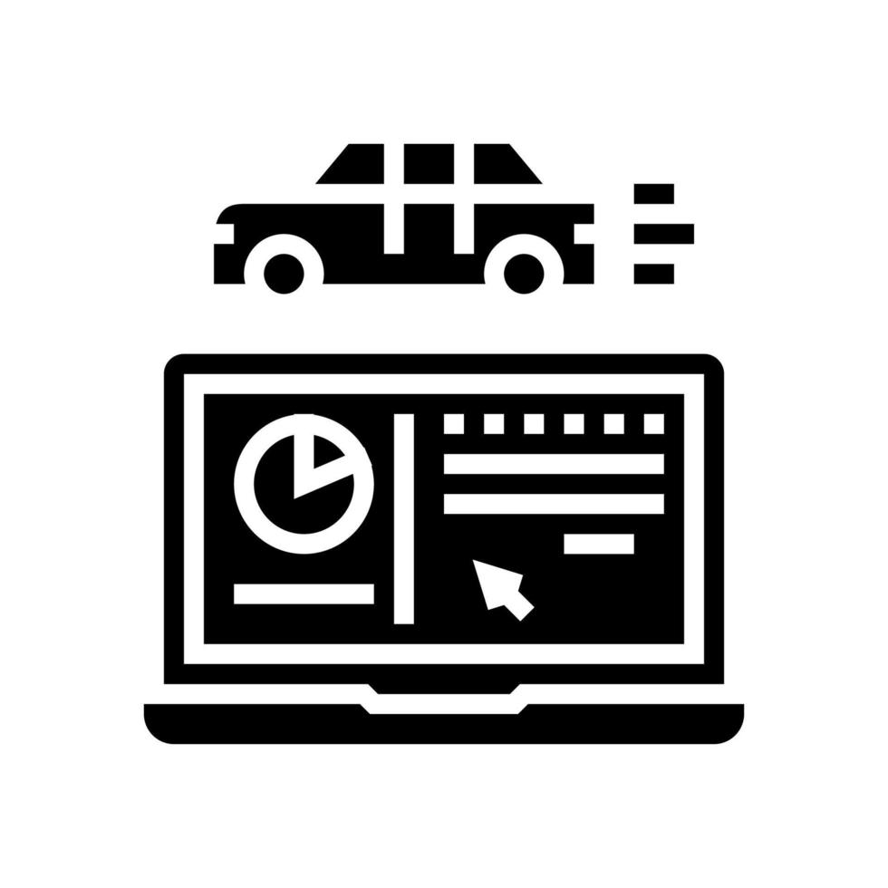 illustrazione vettoriale dell'icona del glifo del programma per computer di prova dell'auto