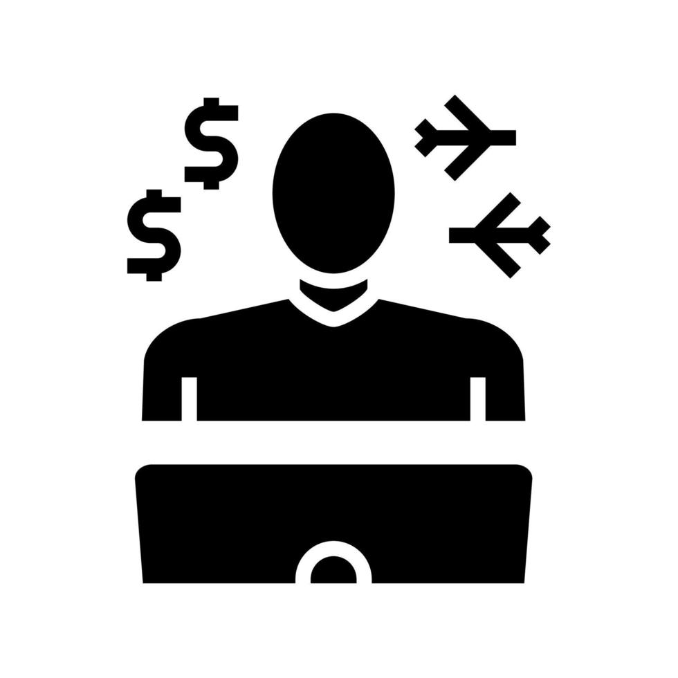 illustrazione vettoriale dell'icona del glifo di lavoro e viaggio freelance