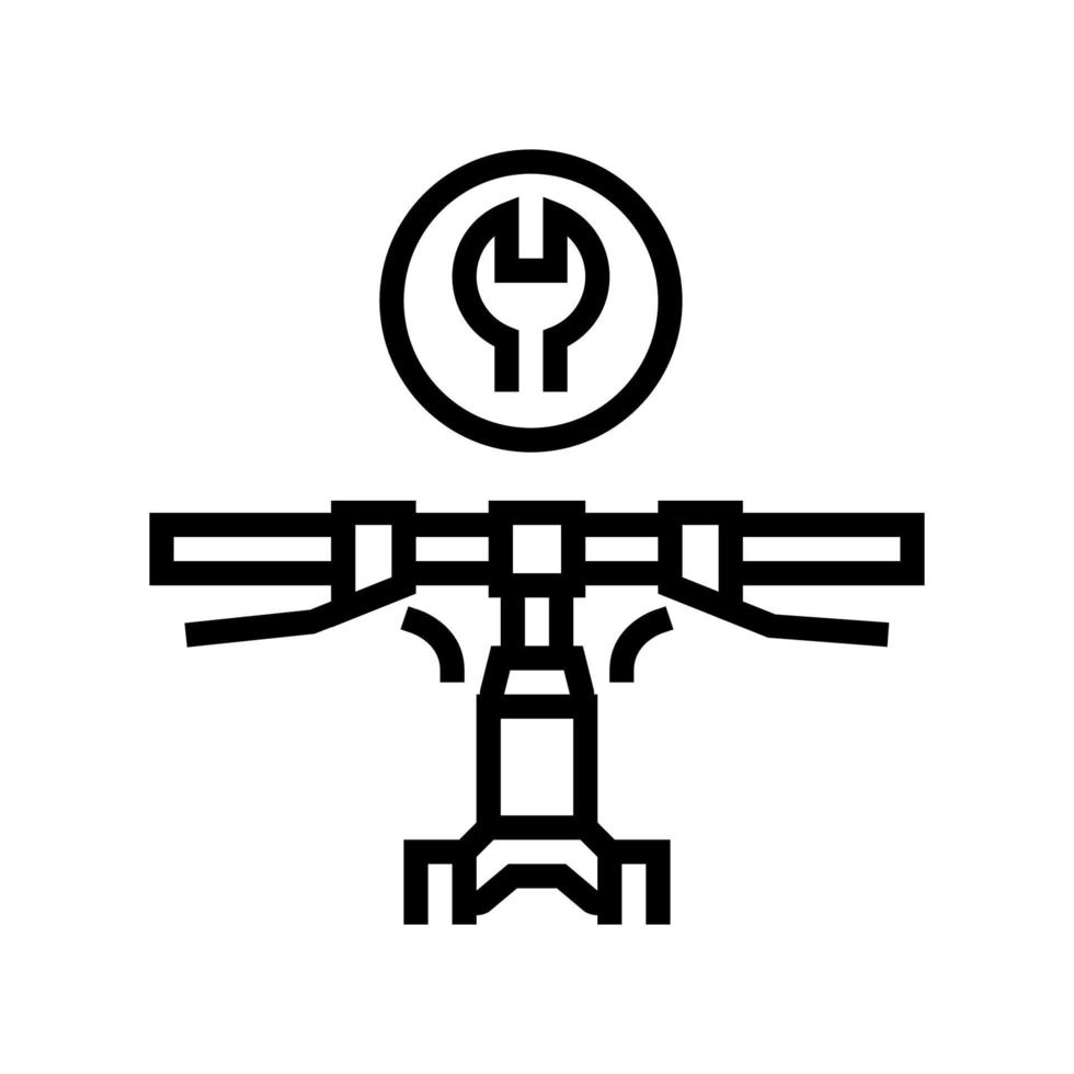 illustrazione vettoriale dell'icona della linea di installazione del manubrio della bicicletta