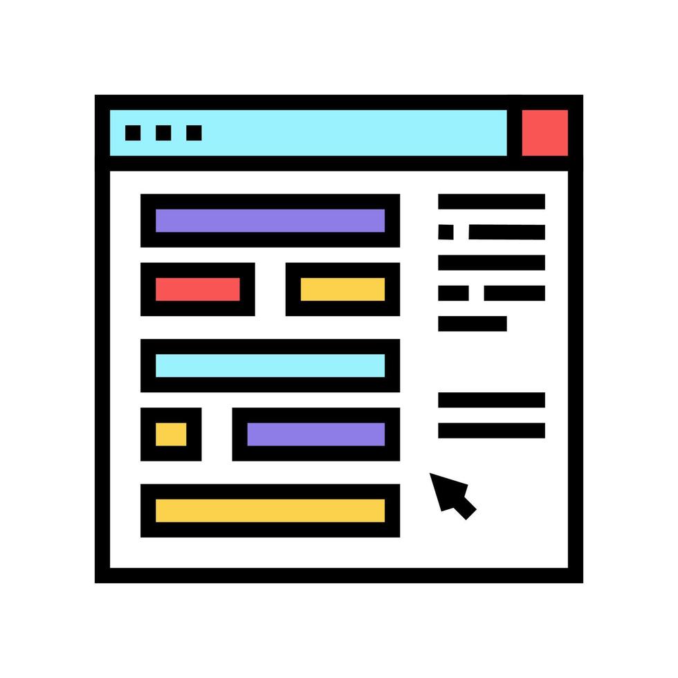 illustrazione vettoriale dell'icona del colore della pianificazione del sito web