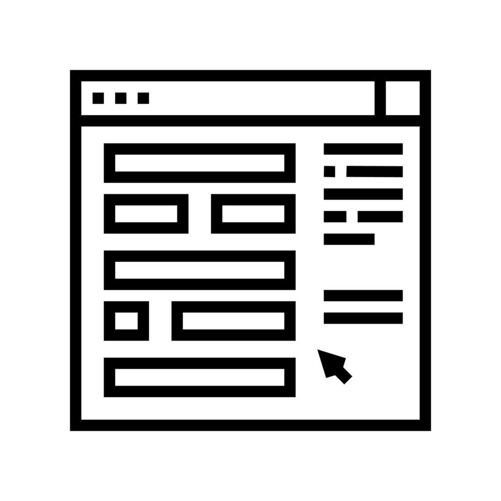 illustrazione vettoriale dell'icona della linea di pianificazione del sito web