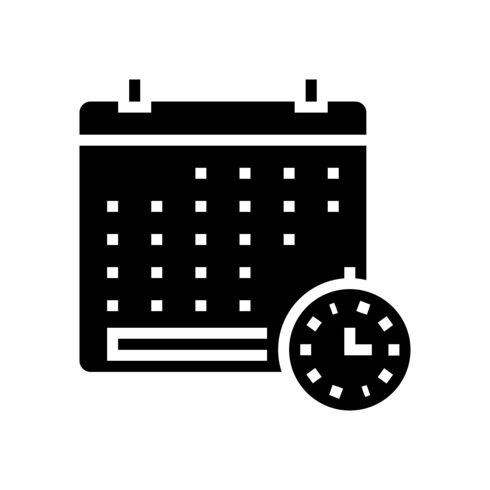 illustrazione vettoriale dell'icona del glifo di data e ora del calendario