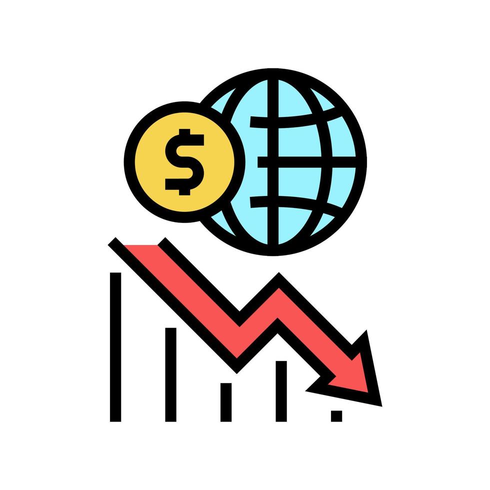 illustrazione vettoriale dell'icona a colori della crisi economica mondiale