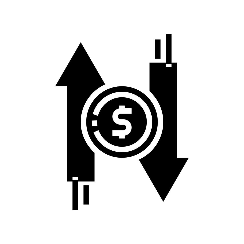illustrazione vettoriale dell'icona del glifo di cambio di denaro