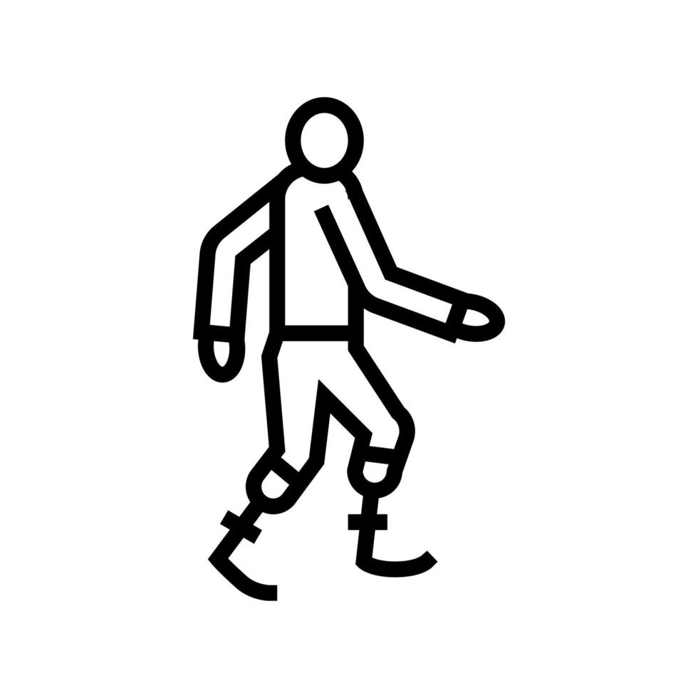 umano con gambe protesi icona linea illustrazione vettoriale