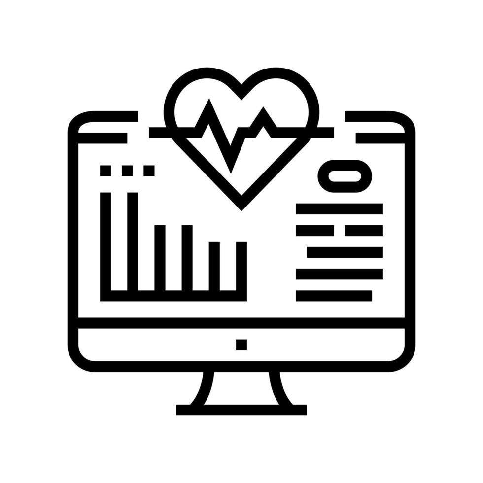 illustrazione vettoriale dell'icona della linea cardio del cuore del computer