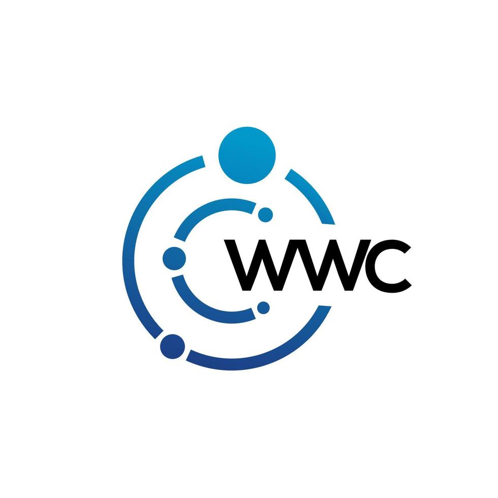 wwc lettera tecnologia logo design su sfondo bianco. wwc iniziali creative lettera it logo concept. disegno della lettera wwc. vettore