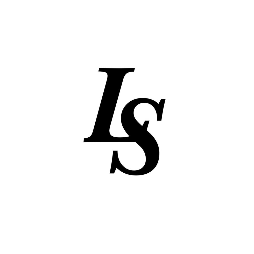 lettera iniziale astratta ls logo, fantastico stile nero isolato su sfondo bianco vettore pro